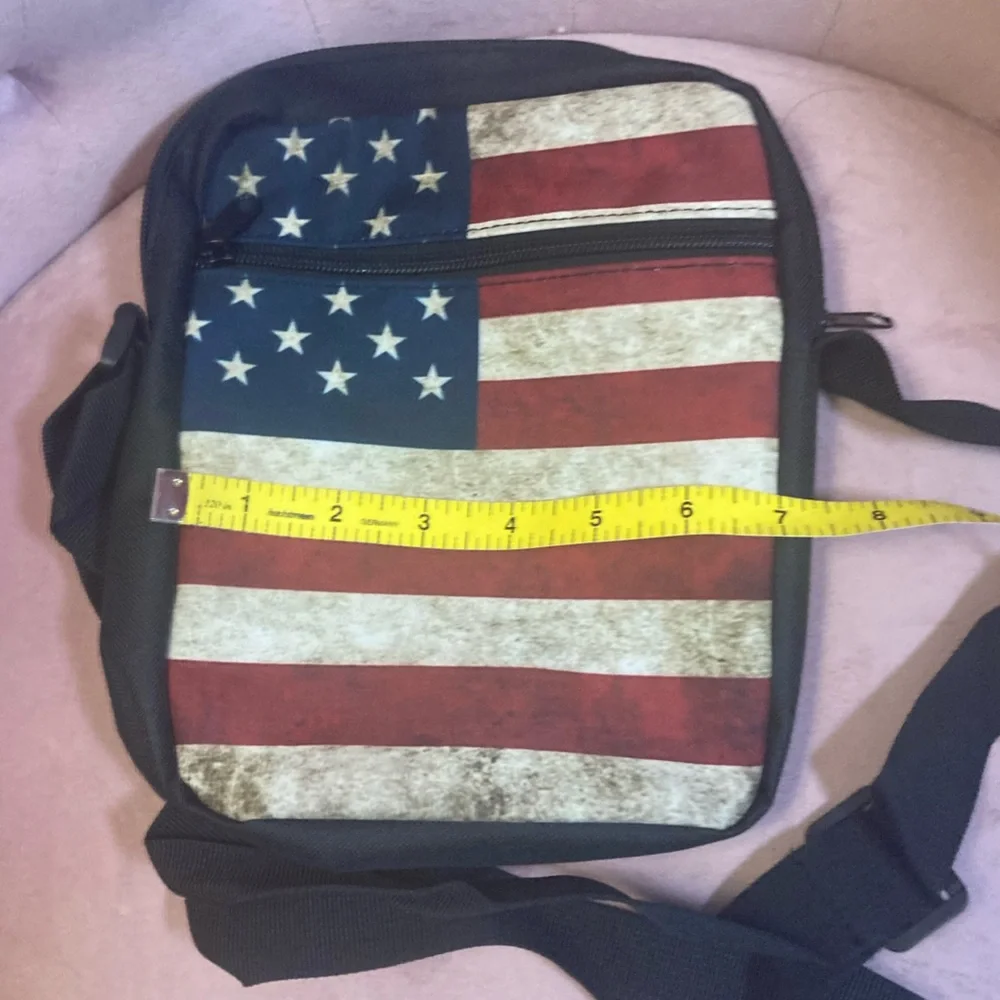 Unisex Unbranded American Flag Crossbody Bag in Red, White & Blue